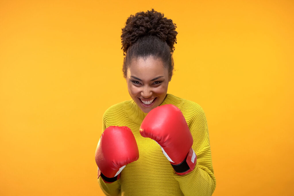a woman beating the competition with keyword gap analysis