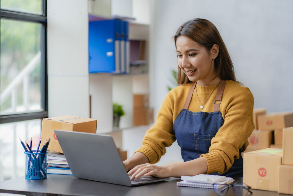 a business owner setting up listings for business directories in the uk