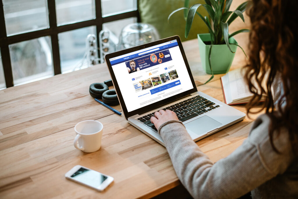 a woman logging into the online selling marketplace OnBuy 