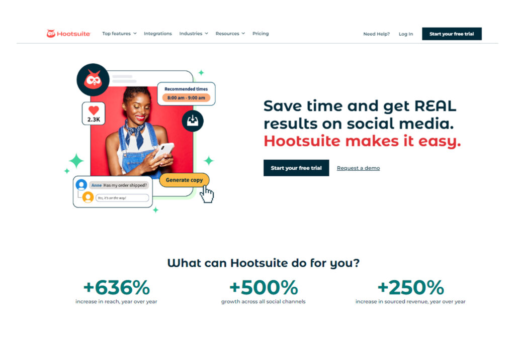 Hootsuite homepage