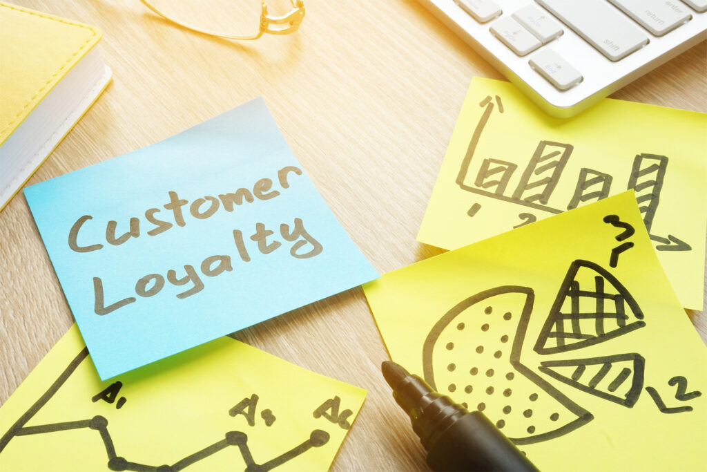 brainstorming and tracking customer loyalty and repeat business on post-its