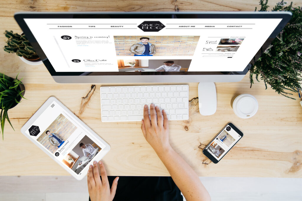 a business owner working on a blog