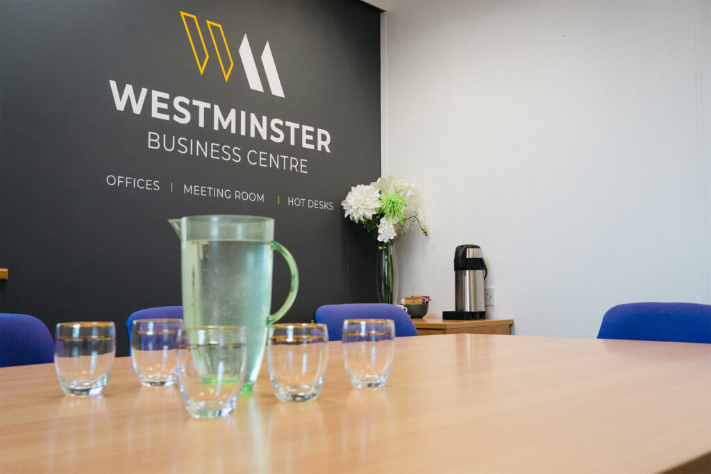 the interior of a meeting room in the west minster business centre in york
