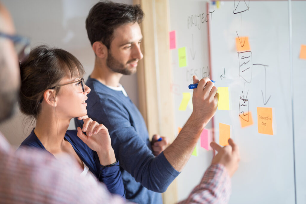 senior employees brainstorming product strategy