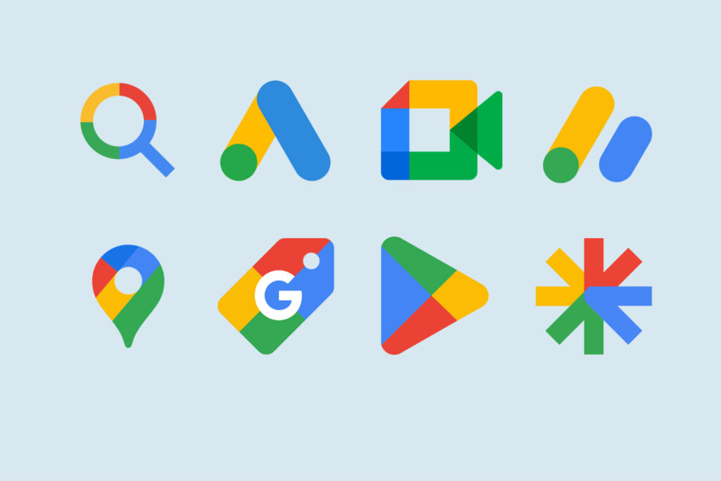 icons for googles largest platforms from search and discover to shopping