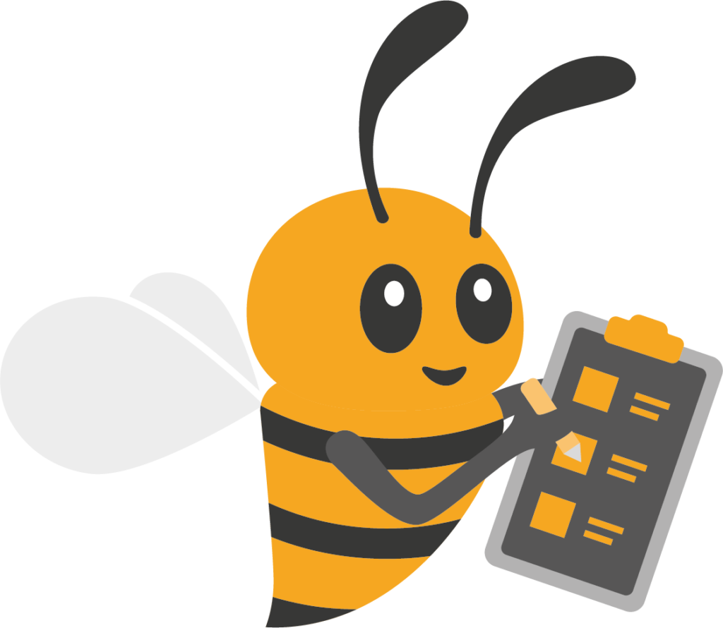 a bee holding ticking things off from a check list