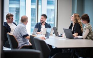 search engine agency around a meeting room