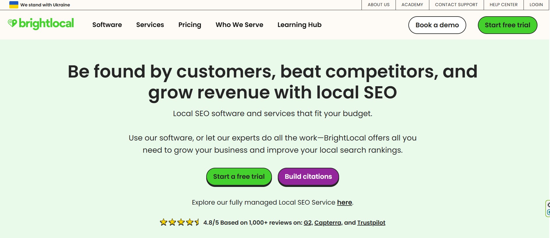 The Brightlocal homepage