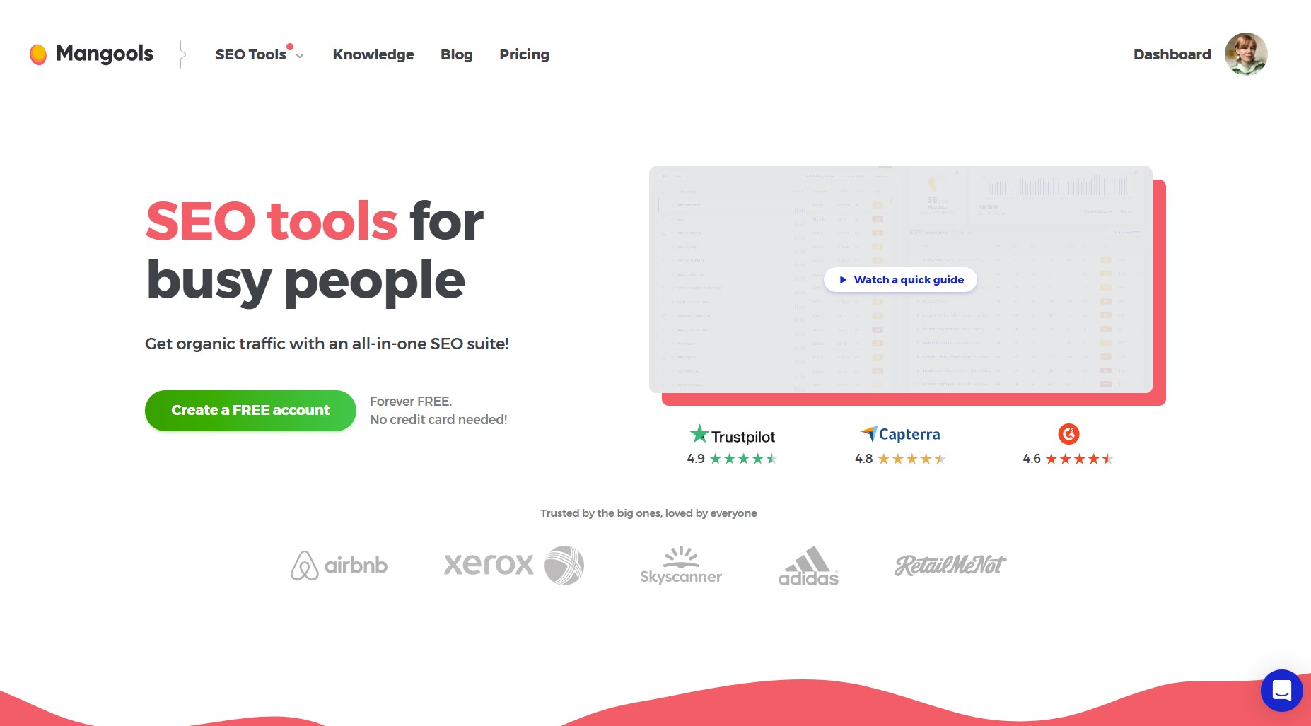 The Mangools homepage