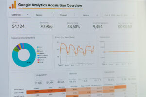 a close up of the dashboard on google analytics being used for website traffic analysis