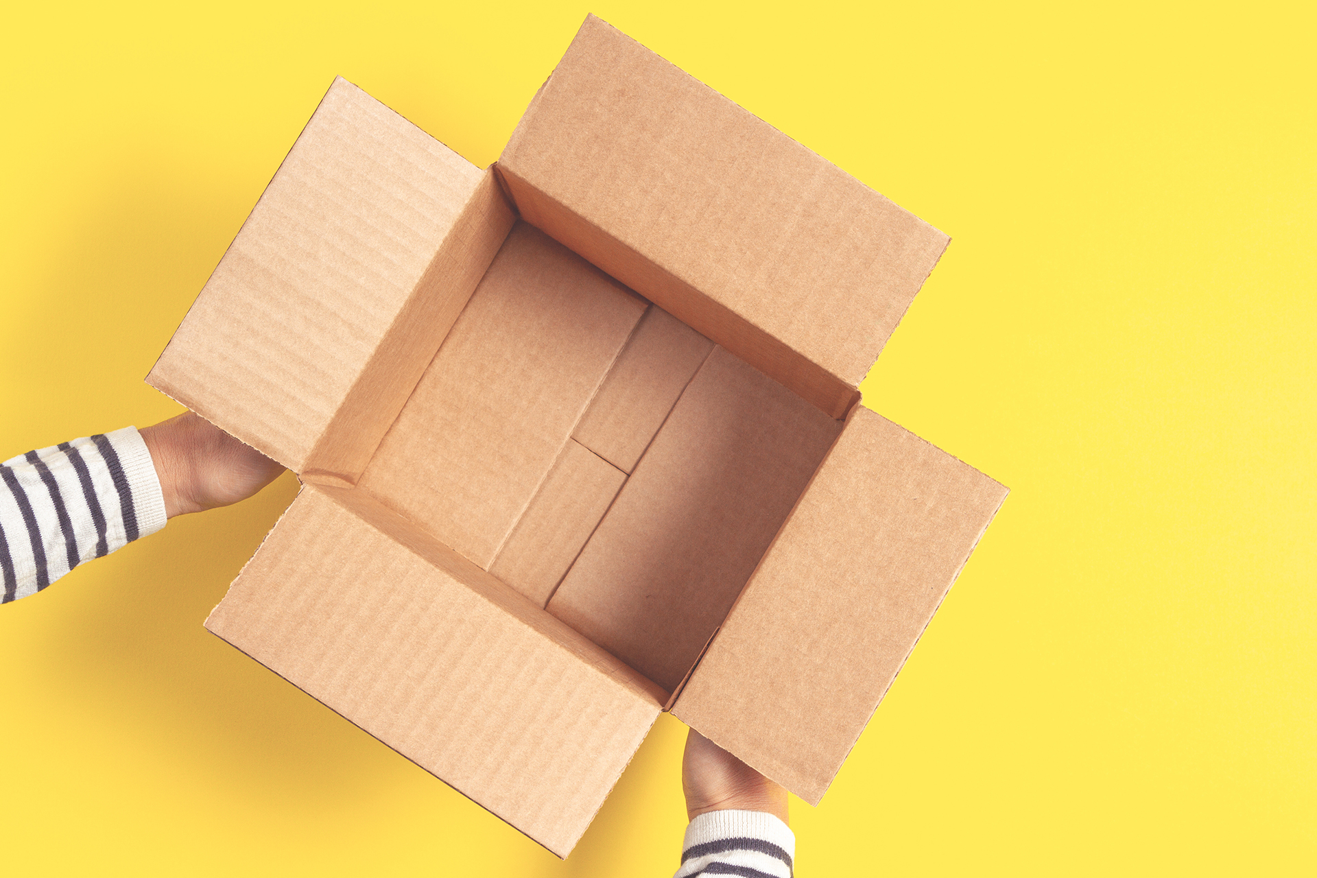 an empty package on a yellow background