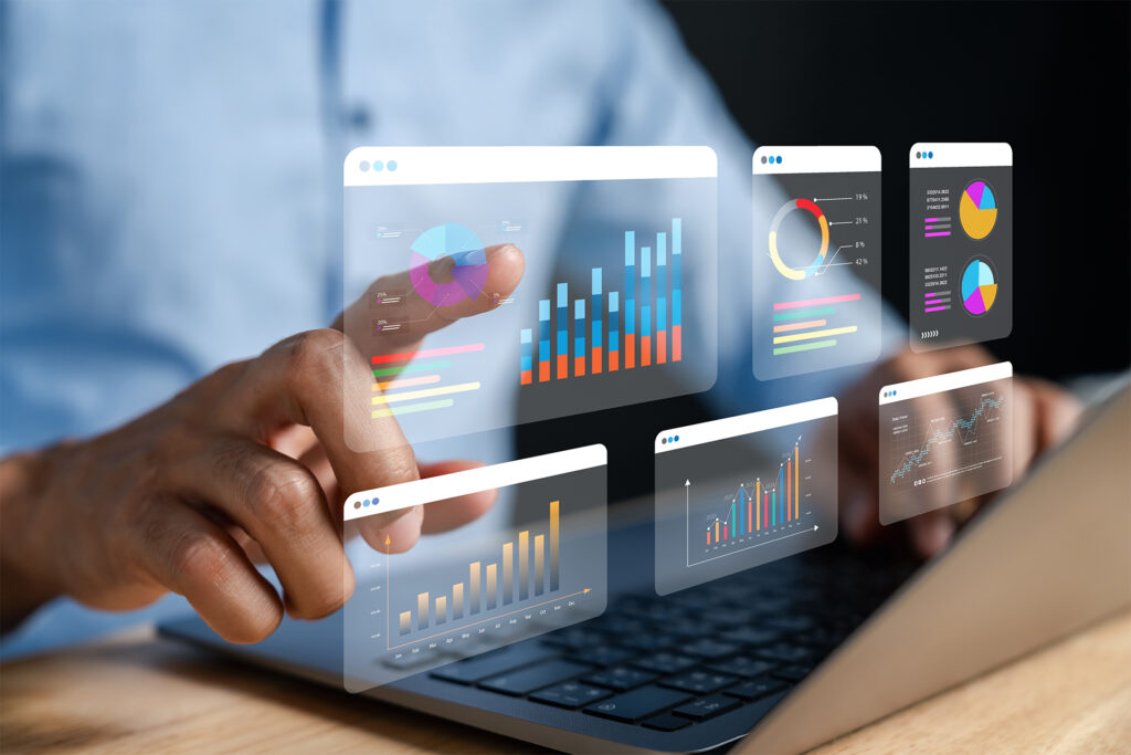 a digital marketer looking at analytics on their laptop